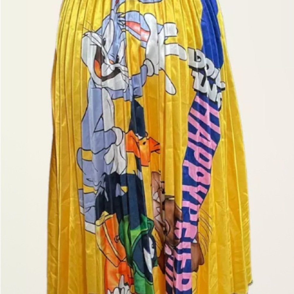 Colorful Cartoon Looney tunes Print Pleated Skirt